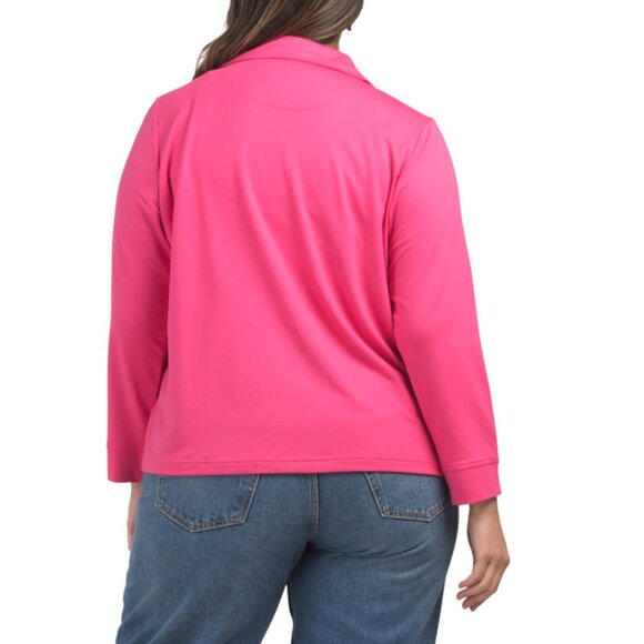 ONQUE Pink Plumeria Plus French Terry Knit Jacket - Picture 2 of 2